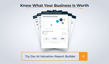 AI Valuation Tool - Sell Mega Menu Preview of the AI business valuation report tool